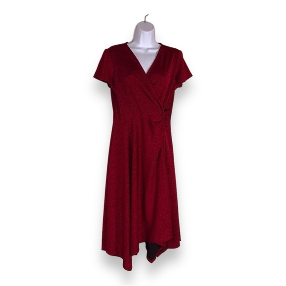 MEDIUM VINTAGE PERSEPTIONS RED DRESS ALINE STRETCH RETRO EVENT 90s ROCKBILLY - Picture 1 of 15